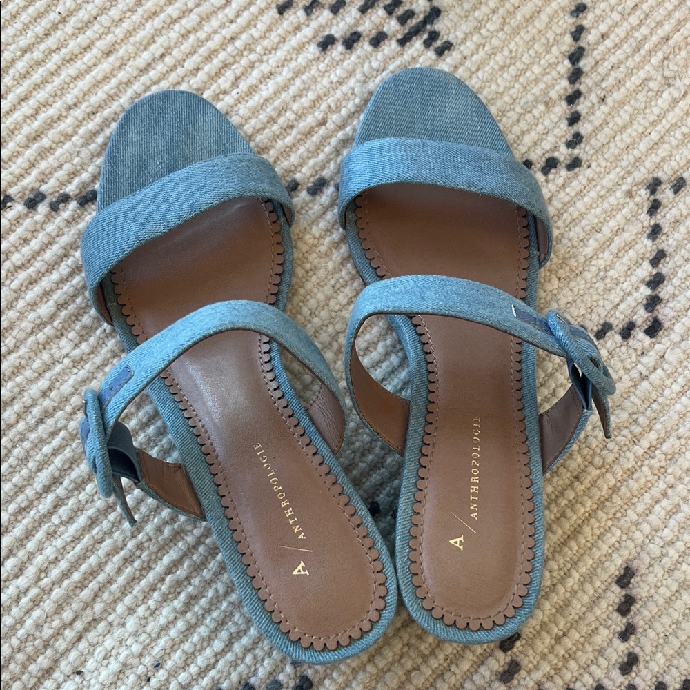 Anthropologie Denim Blue Sandals